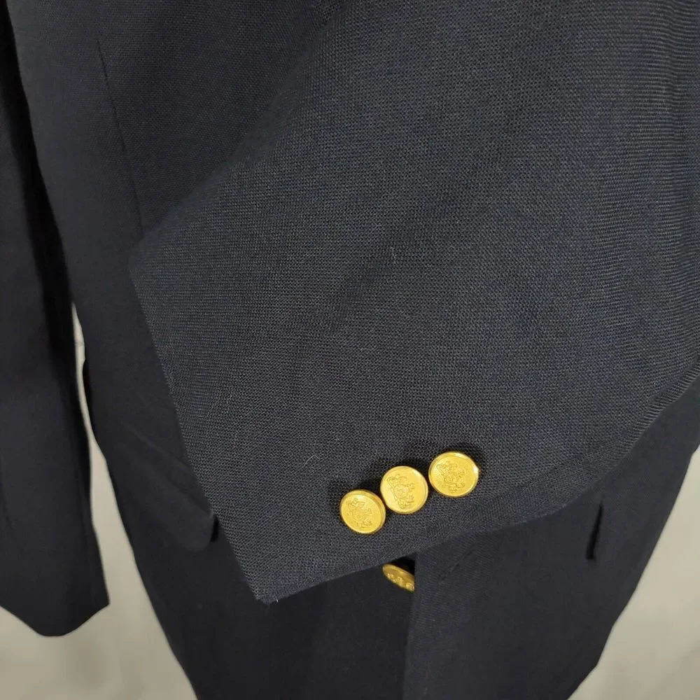 Stafford Men's Sport Coat‎ Blazer Two Button Navy Blue Polyester Wool Size 44L